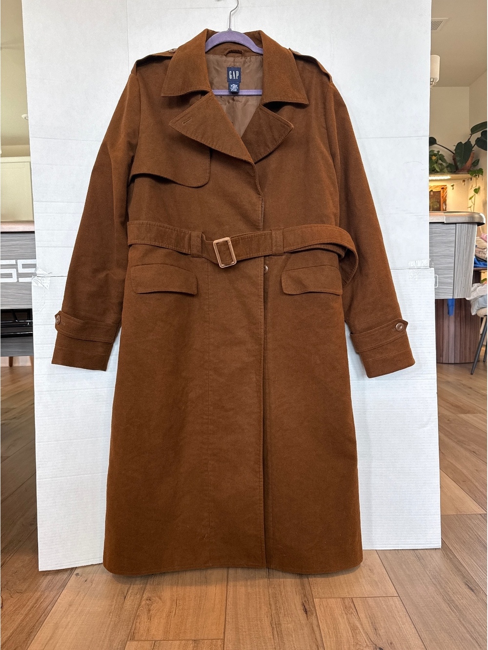 GAP Brown Cotton Blend Trench Coat XL